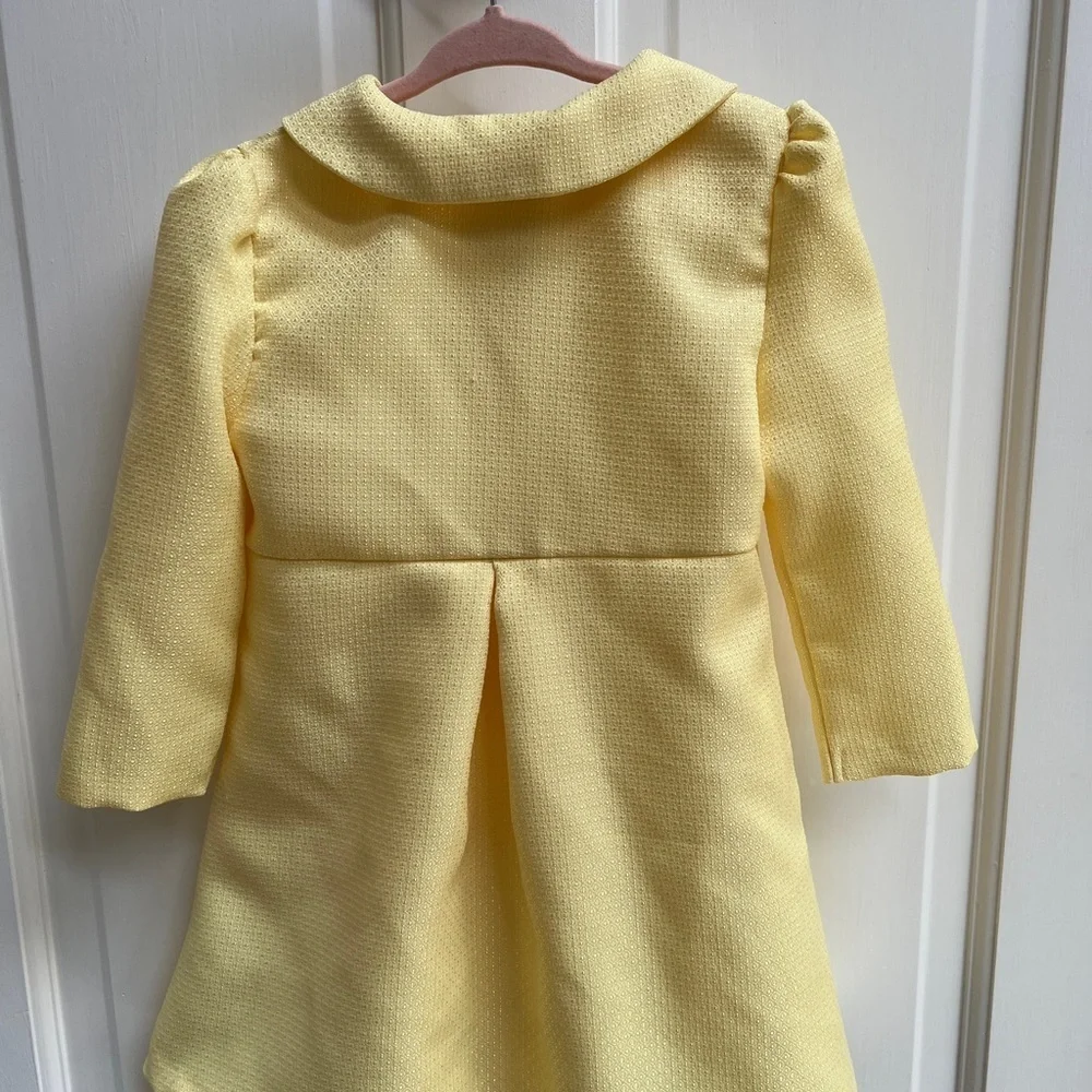 NWOT Bonnie Baby 24M Yellow and White Bow Lightweight Formal Long Coat - Picture 3 of 4